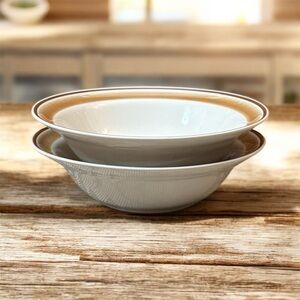 2 Vintage Hearthside Water Colors Stoneware Serving Bowl Large Bowl